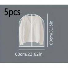 1/5pcs Transparent Dust Cover Garment Bags, Plastic Hanging Wardrobe Bags For Dresses, Coats - Multicolor - View 14