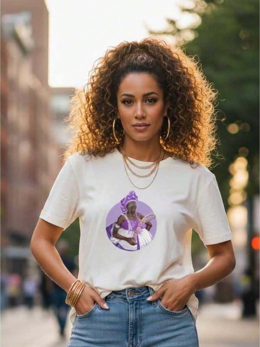 Camiseta Feminina Nanã/Orixás Fashion Estampada 100% Algodão - Branco - Visão 1