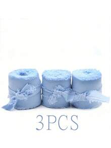 1roll/2rolls - 6 Yards Handmade Tassel Chiffon Ribbon, 3.81 Cm X 7 Yards Ribbon Set For Wedding Invitations, Bridal Bouquets, Gift Wrapping, DIY Crafts, Valentine's Day Garden - Blue - View 10