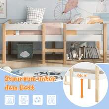 Children's Bed With Fall Protection, Made Of Solid Pine - 90 X 190 Cm - White And Oak - 白色 - 查看 3