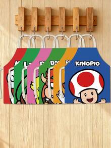 Super Mario Super Game-Related Fabric Apron, Hot Pot Restaurant Kitchen, Quirky And Fun Barbecue Dining, Cute Sleeveless Waistband, Stain-Resistant Cover For Guests - Multicolor - View 9