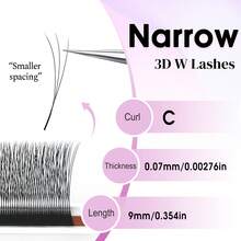CoMango 12 Pcs C-Curl 3D Lashes, Closely Spaced, 3D W-Shape Lash Extensions, 0.07/0.1mm Pre-Made Fluffy Fan Lashes, Natural Soft Narrow 3D W-Shaped Lashes - C - View 15