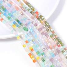 1串2.5毫米彩色方形玻璃珠隔珠散珠，适用于耳环、手链、项链等DIY饰品，170-175颗 - 170-175pcs/條 - 查看 6