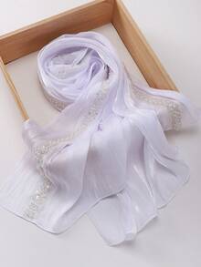 1 件 VizCrown 品牌围巾，梦幻系列，奢华串珠欧根纱闪亮穆斯林头巾，女士款 - 彩色 - 查看 3