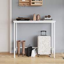 Narrow Console Table MDF Top Metal Frame Slim Small Entryway Table Thin Sofa Table Side Table Display Table For Hallway, Bedroom, Living Room, Foyer - White - View 9