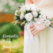 Elegant Bridal And Maid Of Honor Bouquets, Reusable Silk Flower Arrangements, Exquisite Wedding Aesthetics - Multicolor - View 2
