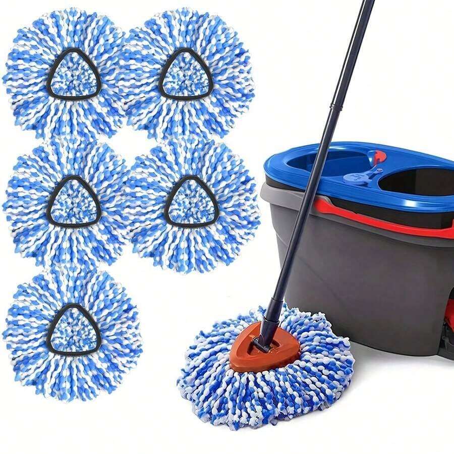 [ 3/5 Pack ] Mop Replace Heads O-Ceda RinseClean(2 System ONLY),Spin Mop Easy Cleaning Microfiber Washable - Màu xanh da trời - Xem 1