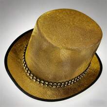 Stage Costume Top Hat For For Men And Women  Style Shiny Rhinestone Tuxedo Magician Cap - 黃色 - 查看 2
