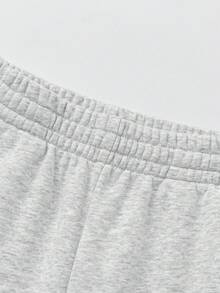 Quần dệt kim unisex, eo điều chỉnh được, chất vải mềm mại thoải mái, quần mặc hàng ngày thoải mái. - Màu xám nhạt - Xem 3