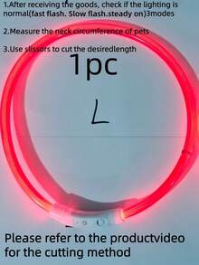 1个LED可充电发光PVC宠物项圈，3种照明模式，夜间可见，保障宠物安全，适合小型至大型犬猫，长度可调节，非通用尺寸 - 请根据宠物体重确认尺寸是否合适 - 彩色 - 查看 22