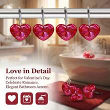 12pcs Heart-Shaped Shower Curtain Hooks, Stainless Steel S-Type Curtain Rings, Curtain Hooks, Curtain Accessories, Valentine's Day Gift - Multicolor - View 4