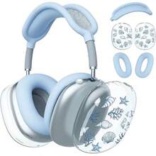 Blue Seashell Design Protective Case Compatible With Apple Wireless Headphones, Scratch-Resistant And Shockproof Cover Compatible With Apple Headphones - Clear - View 10
