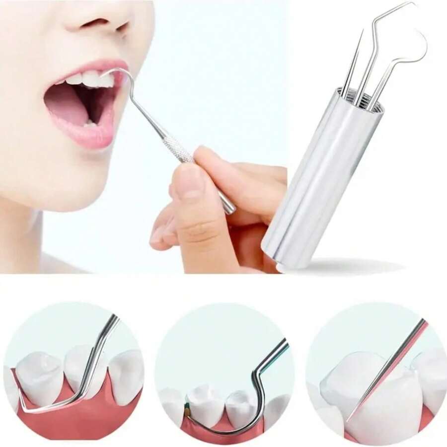 Juego de palillos de dientes de metal, cepillo interdental para limpieza de dientes y sarro​Removedor de hilo dental reutilizable, palillo dental, cuidado de higiene oral - 1 - Ver 1