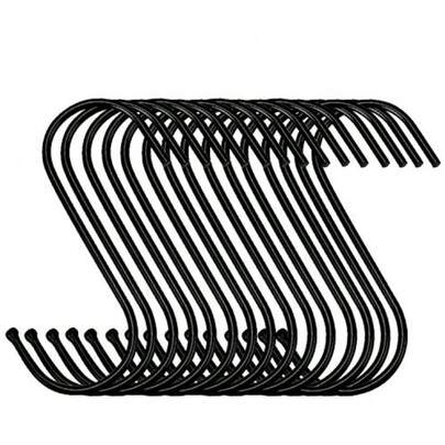 30 Pack Black S Hooks Steel Hanging Hooks Heavy Duty S Hanger Hook Metal Kitchen Pot Rack Hooks Closet Hooks For Hanging Pan Cups Jeans Plant