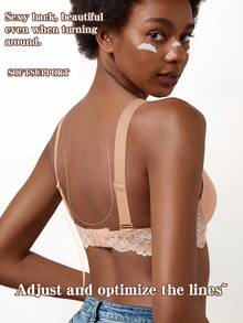 Women's Stylish Underwire Push Up Bra - Hollow-Out Lace, Deep V, Breast Enhancing & Comfortable - Pink - View 4