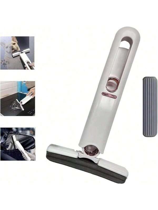 1pc Mini Mop, Lightweight And Convenient, Space-Saving, Thorough Cleaning, Easy To Clean, Mini Self-Cleaning Squeeze Mop, Powerful Absorbency Without Holding, Wet And Dry Use, Replaceable Mop Head, Reusable, Suitable For Desktops, Kitchen Stoves, Bathroom Sinks, Floor Cleaning, Best Cleaning Assistant