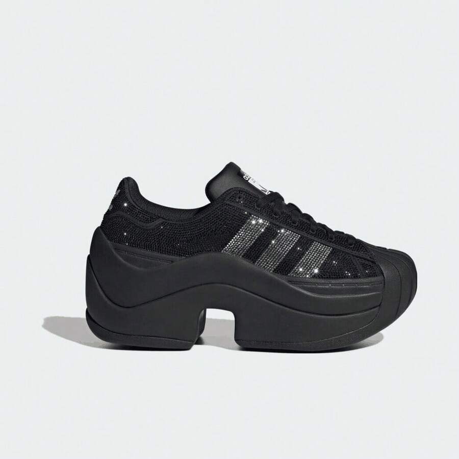 Adidas Originals Unisex SUPERSTAR BOLD Casual Low-Top Fashion Rhinestone Thick-Sole Sneakers IH1663 - Black - View 1