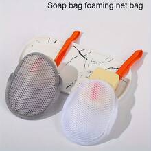 1/4pcs Soap Bag Lather Net, Soft Double-Sided Lather Sponge, Bath Flower Scrubber Net - Multicolor - View 1