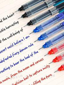 1pc/3pcs/5pcs/10pcs Quick-Drying Signature Gel Ballpoint Pen, 0.5mm Black/Blue/Red Ink, Suitable For Office Supplies, Classroom, Drawing, Marker, Stationery, School, Birthday, Holiday, Party Gifts - Multicolor - View 9