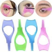 1 set de 3-en-1 outils de maquillage pour ombre à paupières, produits de maquillage magiques et utiles comprenant un peigne à mascara et un gabarit de crayon eyeliner, une carte guide d'application, accessoires de maquillage réutilisables pour des cils et un eyeliner parfaits, cadeaux, voyage, articles bon marché, essentiels de voyage - Bleu azur - Voir 8