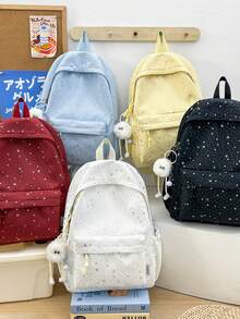 时尚星光背包，大容量，闪亮，高中生和大学生书包，附赠毛球挂饰 - 彩色 - 查看 6