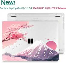 Tuiklol Case For 12.4 Inch Microsoft Surface Laptop Go 3\/2 \/ 1 2023-2020 Releases, Plastic Hard Shell Case With Screen Protector And Keyborad Cover +Dust Plugs Model 2013\/1943,Mountain And Tree - Màu sắc - Xem 3