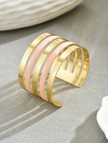 1pc Women's Fashionable Geometric Drip Oil Open Bangle, Suitable For Daily Wear - Multicolor - View 7