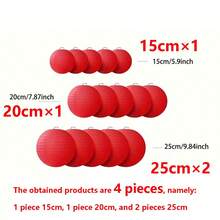 6pcs Red Folding Paper Lanterns, Multifunctional Hanging Decorations Suitable For Chinese New Year, Birthday, Wedding Party - Red - View 17