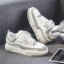 2026 男士休闲运动鞋，厚底运动鞋，百搭舒适学生休闲鞋 - 白灰 - 查看 7