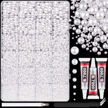 14000Pcs Flatback Pearls For Crafting White Assorted Size 2/3/4/5/6/8/10mm Half Pearl Bead Gems With 3Pcs 10ml B7000 Jewelry Glue Bedazzling Kit For Crafts Shoes Graduation Cap Nail Art - Gói lớn - Xem 7