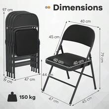 GOFLAME 4 Pack Folding Chairs Padded Party Chairs With Metal Frame-Black - Black - View 3