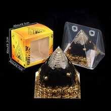 1pc Natural Crystal Ball Pyramid Ornament, Resin Wrapped Crystal Chips Home Decoration, Boxed Lucky Fengshui Desktop Small Ornament - Multicolor - View 20