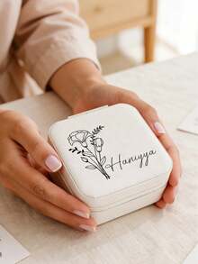 Hộp trang sức hoa văn sinh nhật thiết kế riêng, họa tiết hoa 12 tháng, hộp trang sức cá nhân hóa có gương, chữ cái đầu, hộp trang sức vuông bằng da PU khắc tên theo yêu cầu, hộp đựng nhẫn du lịch bằng da, hộp đựng trang sức thiết kế riêng, quà tặng Ngày của Mẹ cho phái đẹp, bạn thân. - Nhiều màu - Xem 5