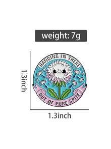 1pc/Set Dandelion Enamel Pins Custom Hanging In There Out Of Pure Spite Brooches Lapel Badges Cartoon Plant Jewelry Gift For Friends - Multicolor - View 12
