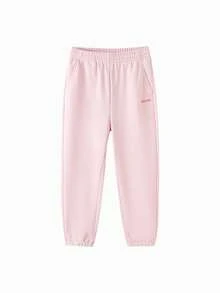 Balabala 男女通用针织裤，腰部可调节，面料柔软舒适，日常休闲下装 - 白紅色 - 查看 4