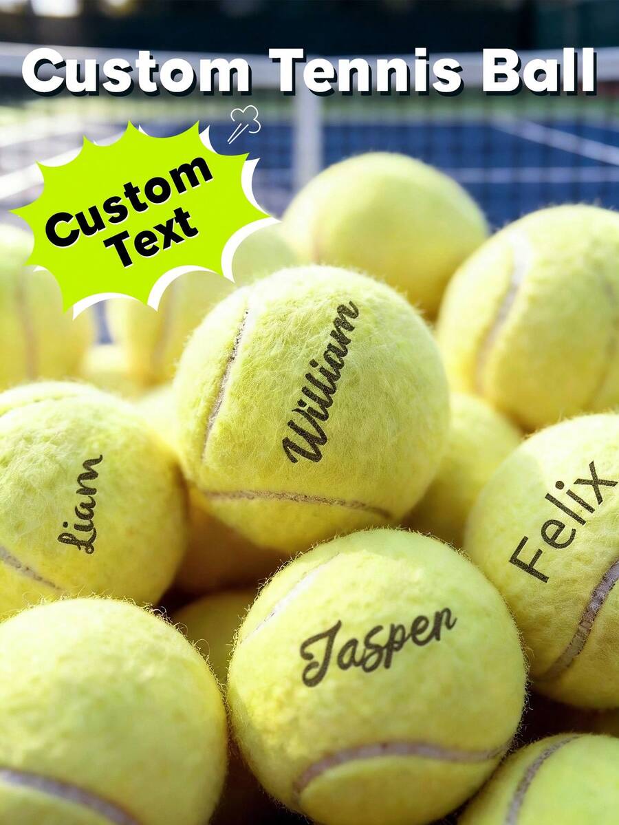 1/3/6pcs Custom Tennis Ball, Personalized Text Tennis Ball, Customized With Your Name, Multiple Colors Available, For Beginner Training And Match, Massage Pet Ball, Chew Toy, Custom Logo Tennis Accessory, Stress Relief Pet Supplies - Multicolor - View 1