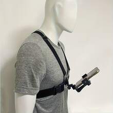 可调节涤纶胸带，适用于 GoPro 和智能手机 - 多功能 Vlog 和户外直播，配有安全带，适合骑行和钓鱼 - 黑色 - 查看 5