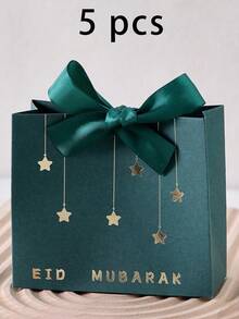 5个/套豪华节日礼盒，尺寸：10.5*10*4.5厘米，经典黑色、白色、浪漫粉色，饰以金色灯笼和丝带 - 非常适合优雅地展示糖果、巧克力和独特的纪念品。 - 彩色 - 查看 14