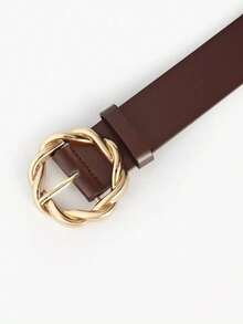 2个金色旋转圆形腰带扣不对称针扣PU皮革腰带宽腰带圆形扣 - 彩色 - 查看 7