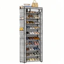 Tomnk 10-Tier Shoe Rack, Shoe Storage Cabinet With Dustproof Cover, Free-Standing Shoe Storage Organizer For Closet, Entryway, Hold 40-50 Pairs Of Shoes, For Sneakers, High Heels, Grey - Xám - Xem 7