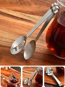 1pc Stainless Steel Tea Bag Clip, Tea Tweezers, Herb Tea Cup Clip, Chinese Medicine Folder - Multicolor - View 2