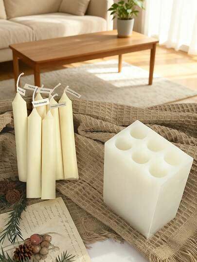 6 Cavity Cone & Cylinder Silicone Mold - Reusable For Holiday DIY Candle Making Supplies