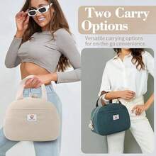 Lunch Box For Women Girls Teens,Cute Lunch Box Cooler Bag, Portable Insulated Small Lunch Bag Women Reusable Corduroy Lunch Tote For Work/Travel/Picnic/School (Flower) - C-Beige-Small - 查看 2