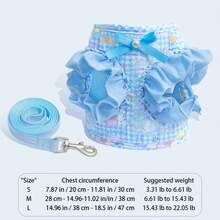 Pet Harness And Leash Set For Dogs, Vest-Style Harness With Snap Buckle Double Layer Protection, Polyester Soft Fabric, Comfortable Breathable Non-Suffocating, With Bow Cartoon Pattern Design, Suitable For Small Pets Like Dogs And Cats For Outdoor Wear - Available In 2 Colors, Blue/Pink To Choose From - Hồng - Xem 6
