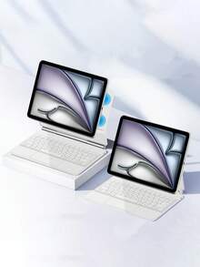Bàn phím Magic Keyboard Case tương thích với iPad Pro thế hệ 1, 2, 3, 4 2018-2022, máy tính bảng 11 inch, chân đế từ tính cho các mã model: A1980 A2013 A1934 A1979 A2228 A2068 A2230 A2231 A2377 A2459 A2301 A2460 A2435 A2759 A2761 A2762. Bàn phím máy tính bảng có Bluetooth, bàn di chuột và đèn nền. - trắng - Xem 11