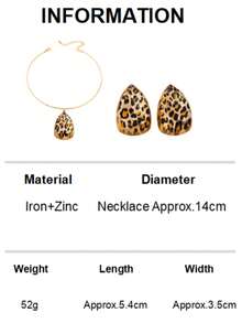 Women's Jewelry Set, Fashion Exaggerated Leopard Print Water Drop Earrings & Necklace Set, Suitable For Daily Wear - Leopard - View 10