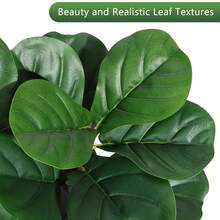 Árbol de higuera Artificial con Hojas de violín de – Árboles realistas de imitación Ficus Lyrata en Maceta de Plantas de Piso Falsas para Interiores para decoración del - 4ft-Con maceta blanca - Ver 3