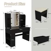 Dressing Table With LED Lighting, 3 Colors With Adjustable Brightness, Dressing Table With Mirror For Make-Up, Cosmetic Table With Adjustable Shelves, 2 Drawers, Modern, White