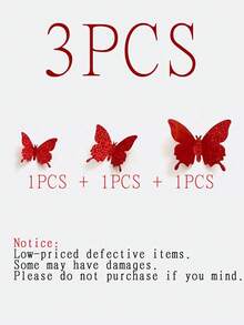 12片3D蝴蝶墙贴，客厅卧室墙面装饰，贴纸，墙贴，乙烯基贴纸，家居装饰，春季装饰，为您的家增添活力，节日装饰贴纸，生日毕业礼物，派对用品，墙面装饰 - 紅色 - 查看 10