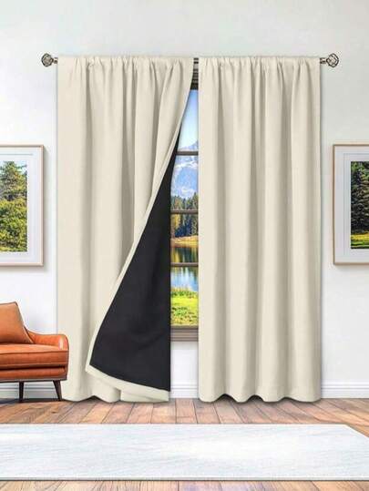 1 pieza Cortina opaca de unicolor y de moda, con bolsillo para barra, tela de poliéster ligera con forro opaco, oscurece la habitación, protección de privacidad, ambiente de sueño tranquilo, sombreado del sol de verano para dormitorio, sala de estar, oficina, 100 g/m²